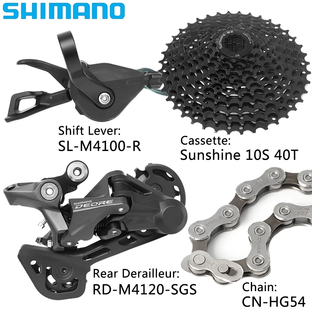 SHIMANO M4100 10 Speed MTB Derailleur Shift Lever Rear Derailleur CN-HG54 Chain Sunshine 40T/42T/46T/50T Cassette Original Parts