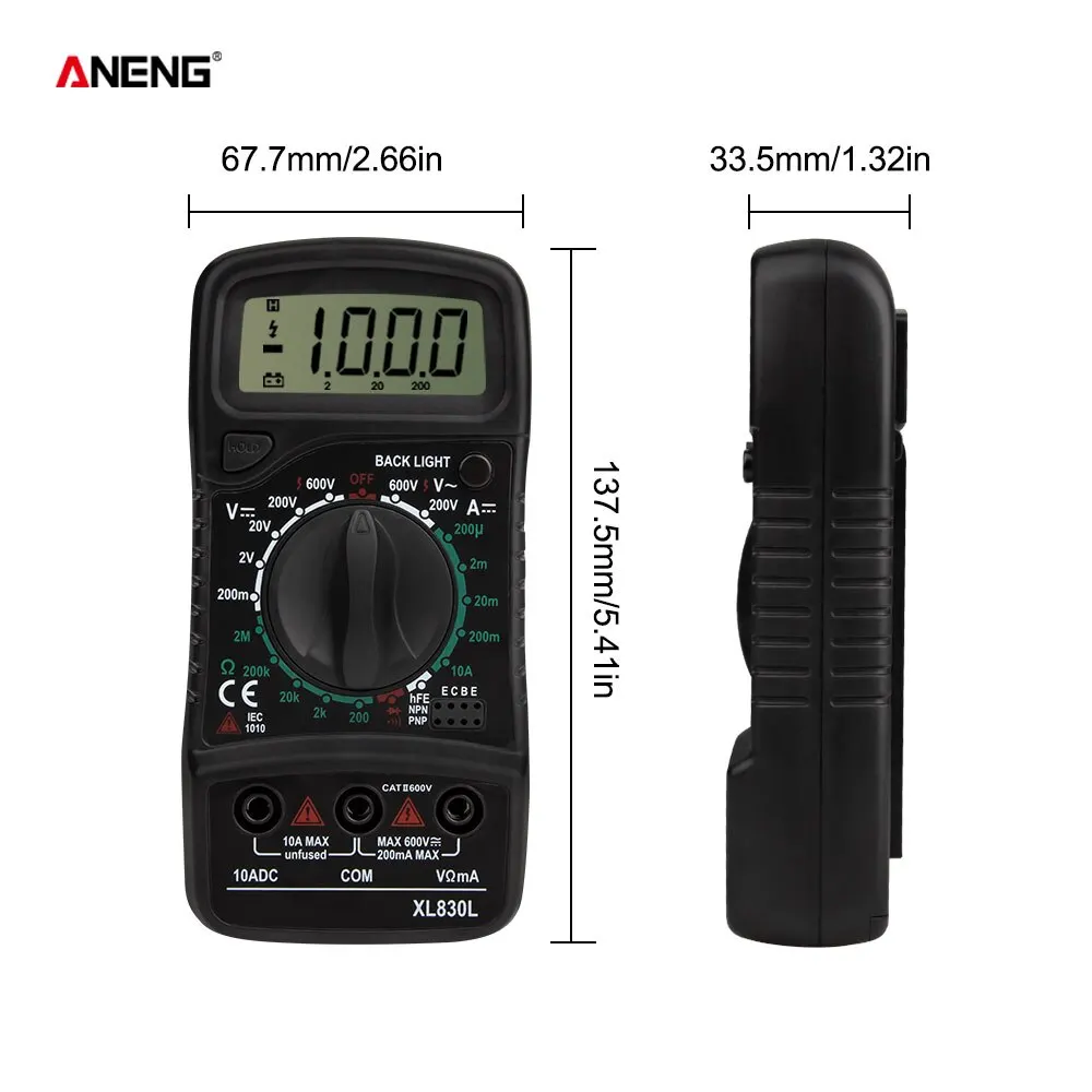 XL830L Digital Multimeter Multifunctional High Precision Digital Display Electrician Resistance Voltage Meter Combination