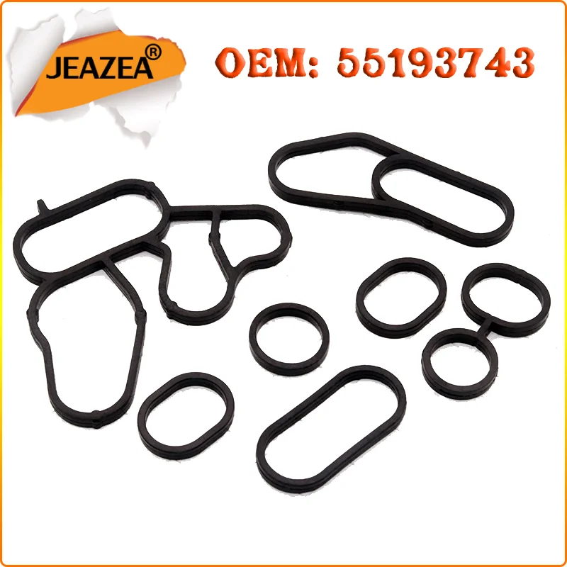 JEAZEA Gasket 55197216 55193743 73500434 5650366 650034 For Vauxhall Combo Corsa C D Meriva 1.3 CDTI Engine Oil Cooler