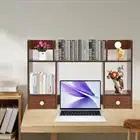 Modern MDF, Particle Board Dark Walnut Color Desktop Organizer, Office Storage Rack, Stand Rack