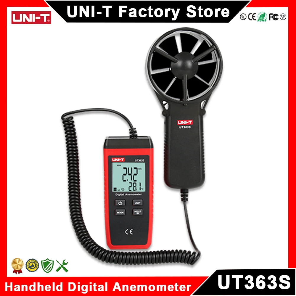 UNI-T UT363S анемометр цифровой тестер скорости ветра и температуры ЖК-дисплей скорость потока воздуха MAX/AVG измерение уровня ветра 1 ~ 12