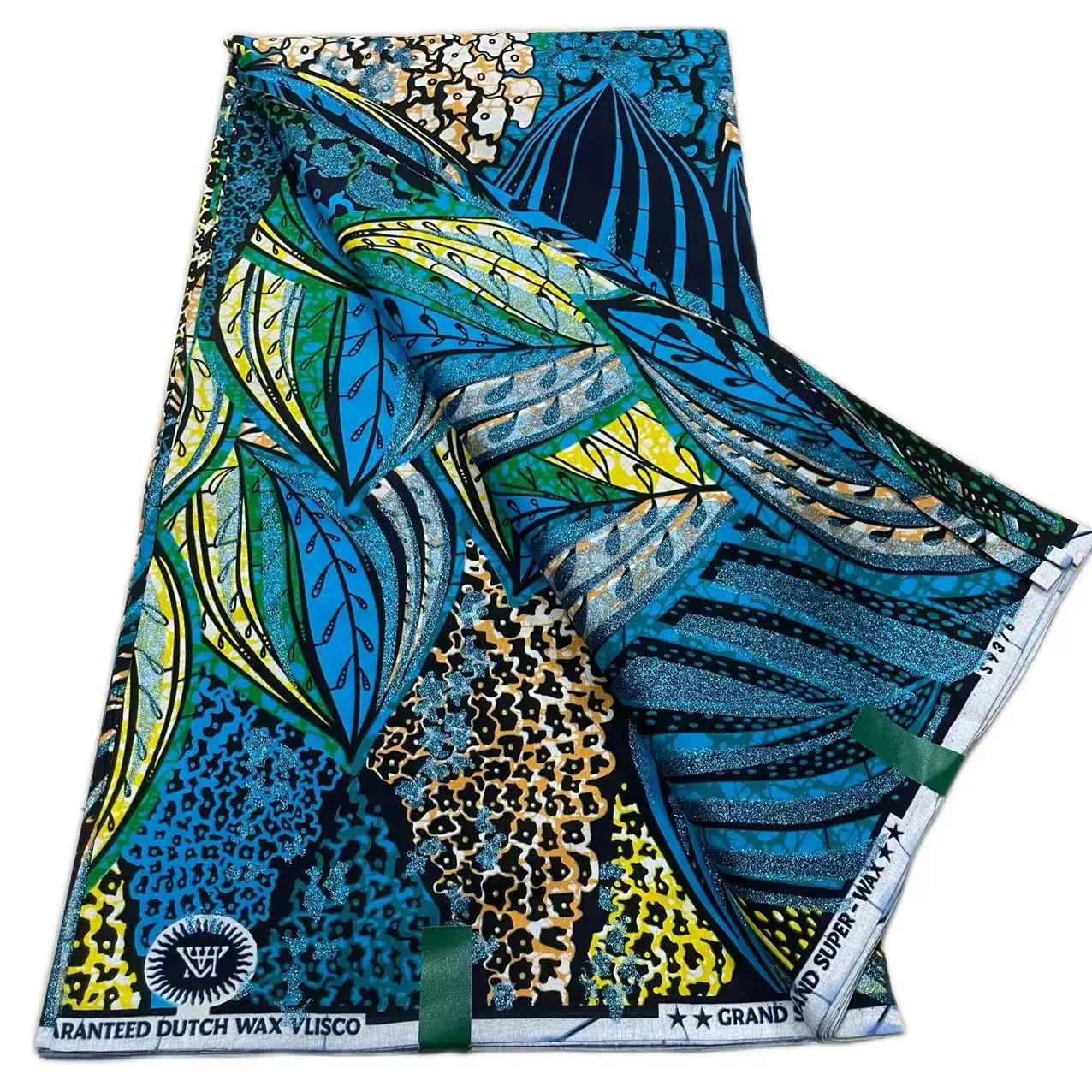 Tessuto Grand Super Wax di alta qualità 100% cotone Tessuto africano in cera dorata Tessuto con stampa Ankara in cera per cucire 6 metri Nuovo arrivo