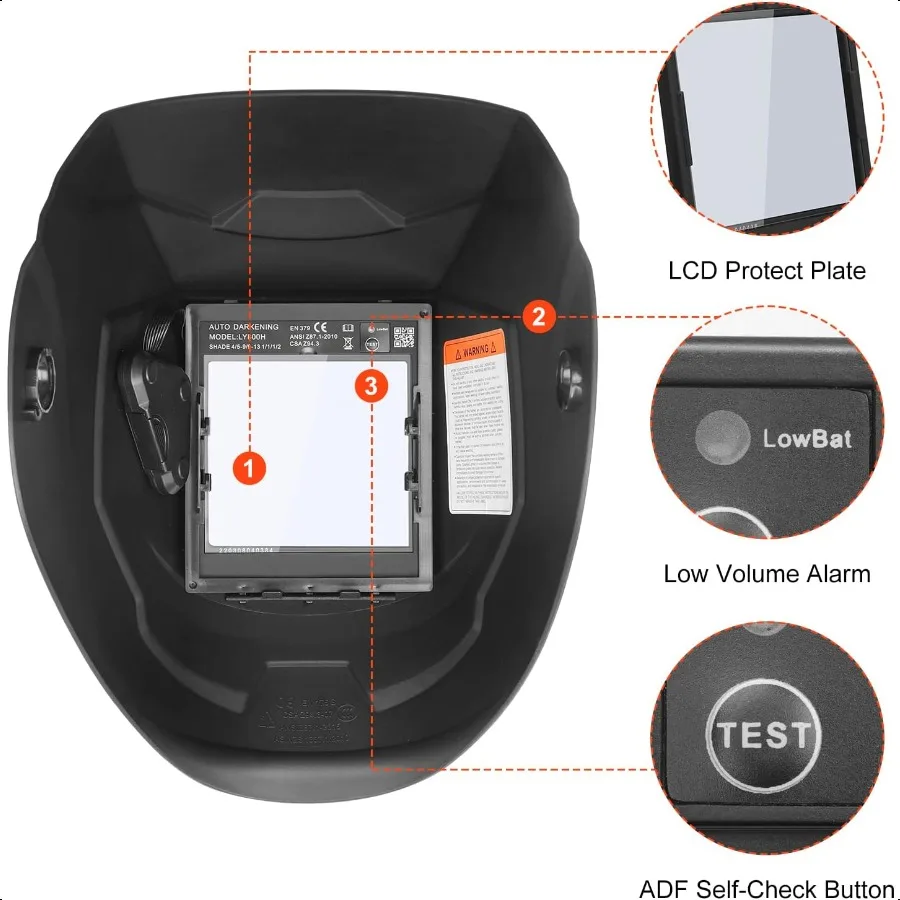 溶接ヘルメット自動遮光溶接マスク 3.94 x 3.66 大型ビュー トゥルーカラー ソーラー駆動 調整可能なシェード範囲 4 59 913