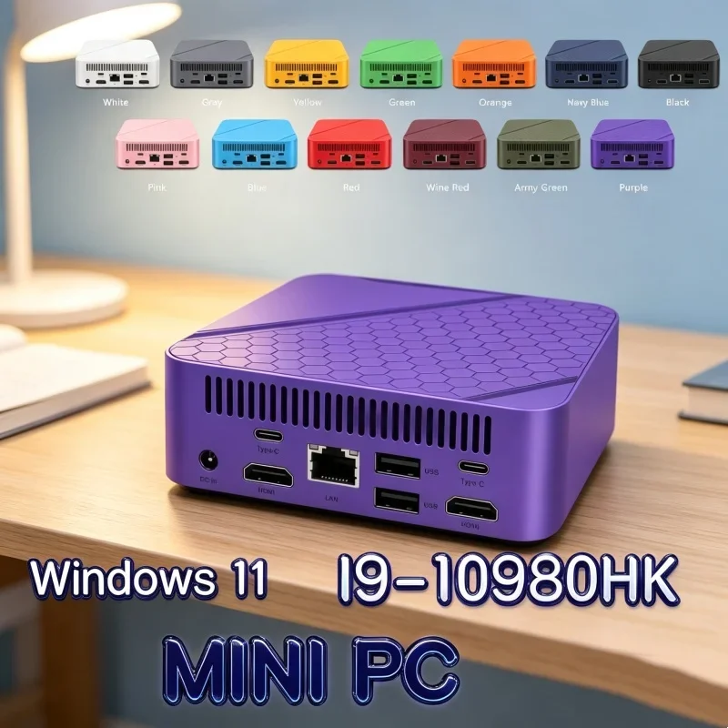 Vibration‑resistant Core I9 10980HK Portable Mini PC, WiFi6 BT5.2, Dual Gigabit Ports, 4K Multi Display Compact Host for Office