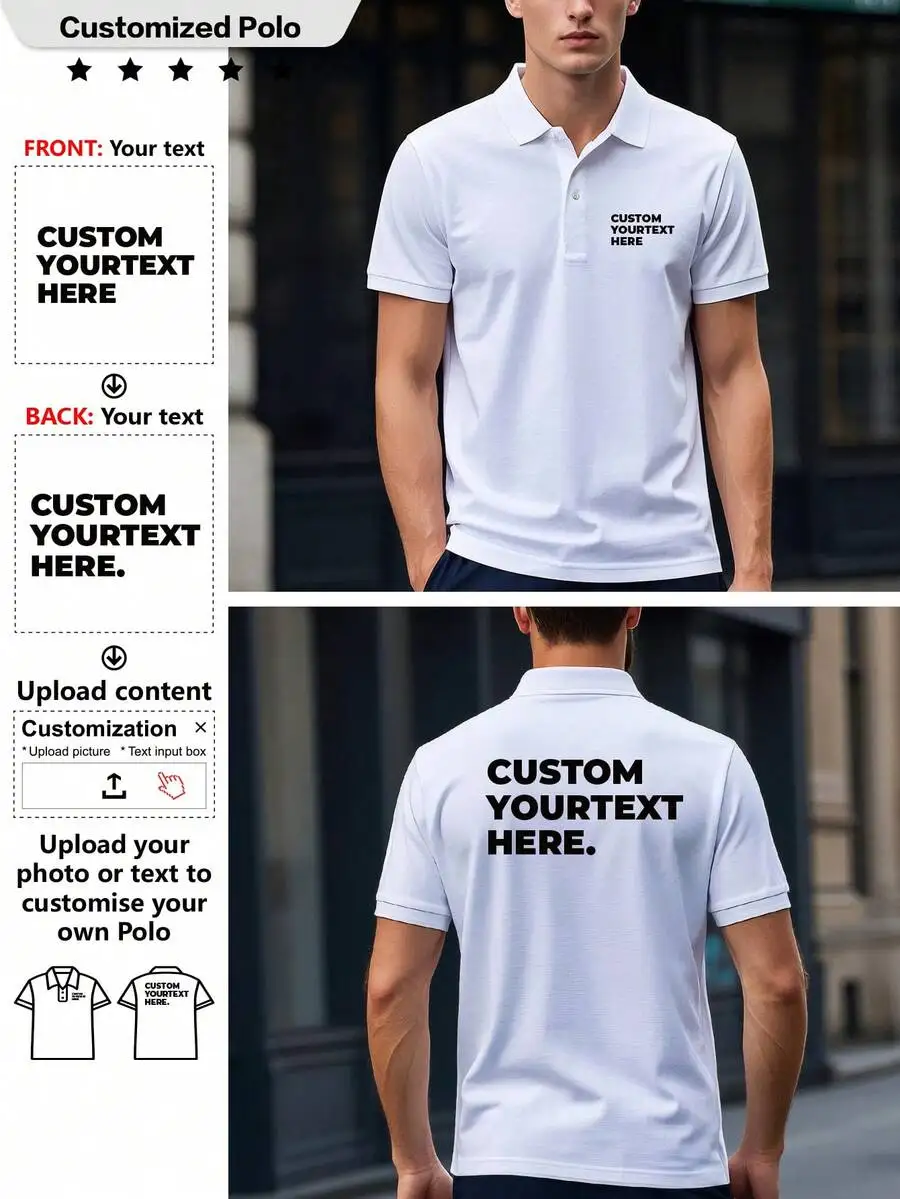 

Customizable Men's Polo Shirt - Minimalist Design, Cotton Blend, Short Sleeve for Casual or Business Wear