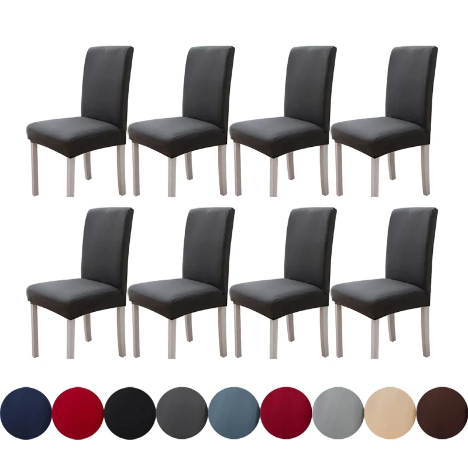 Elegant Milk Silk Solid Color Chair Covers for Living Room, Wedding, Dining Room, and Office - Stretchable Elastic Chair Slipcov