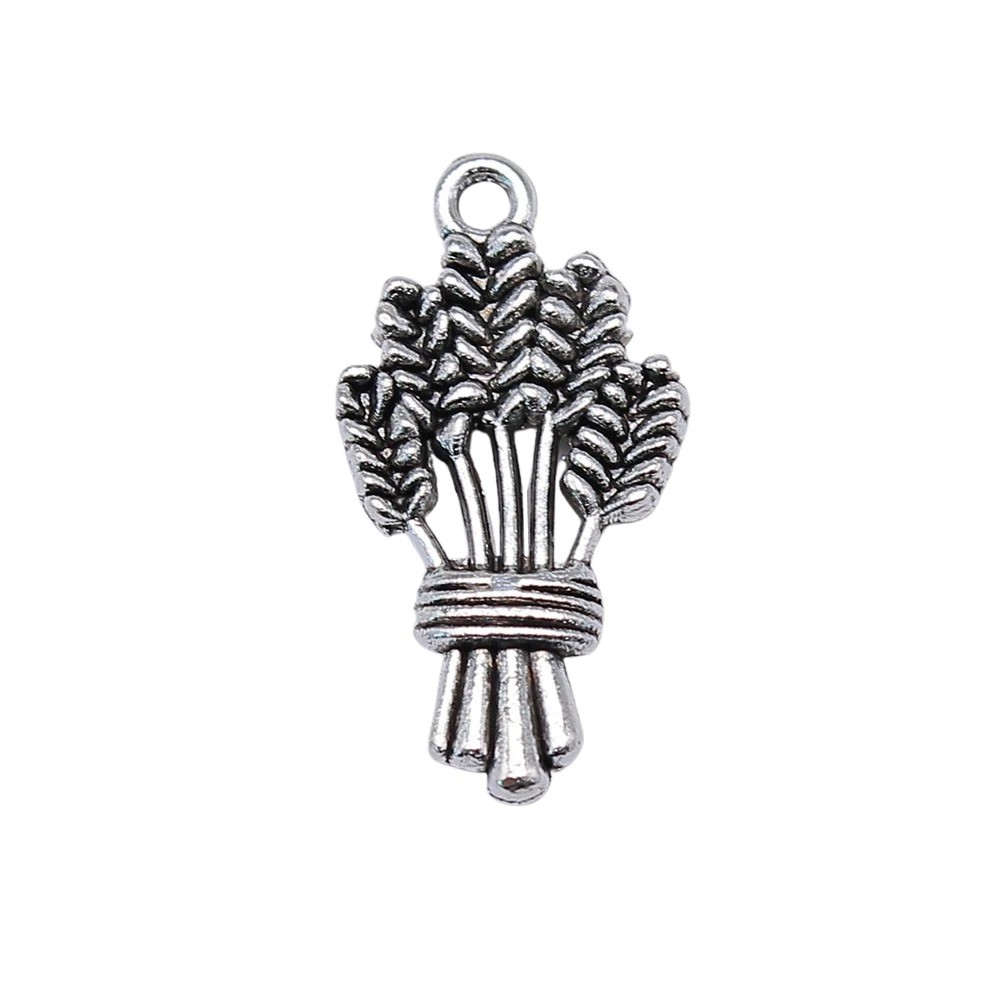 WYSIWYG 10pcs 24x13mm Wheat Rice Charm Pendants For Jewelry Making Antique Silver Color Wheat Pendants Charm