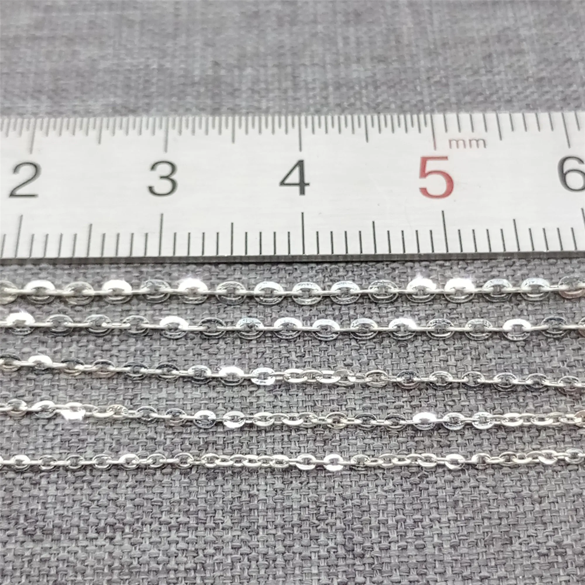 925 Sterling Silver Unfinished Hammered Cable Chain 1mm 1.1mm 1.2mm 1.4mm 1.6mm