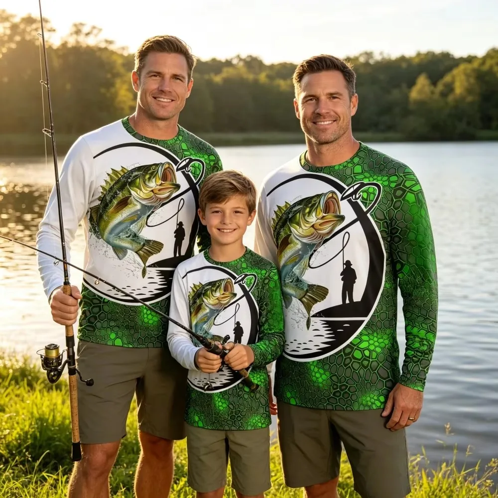 Fishing Shirt Family Matching Dad Son Fishing Shirt long sleeve fishing t shirt uv protection Fishing Apparel Dry Men T-Shirt