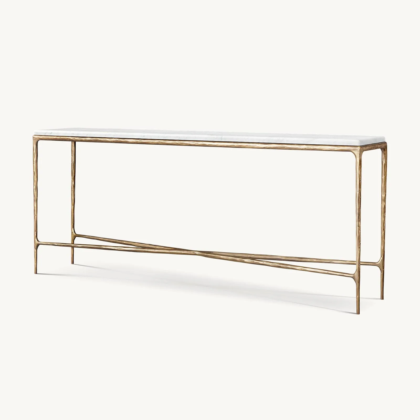 -For Unique Industrial Natural Marble Gold Forged Iron Frame Extendable Narrow Console Table Home Entryway Hallway Living Room&