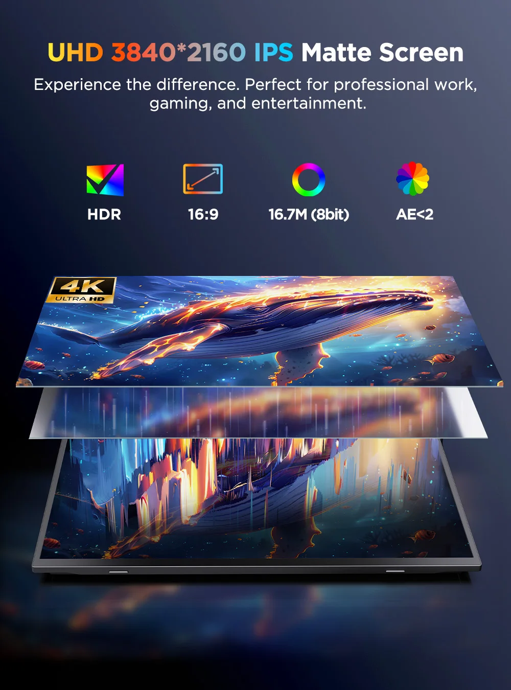UPERFECT 4K Portable Monitor Touchscreen 15.6'' 3840x2160 100% sRGB UHD 10-Point Touch Ultra-Slim Travel Screen for Laptop PC