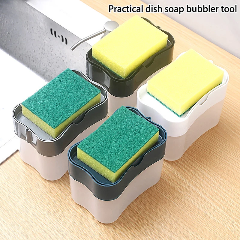 Dispenser di sapone per piatti da 1 pz per cucina, Dispenser di sapone liquido Dispenser da cucina con portaspugna, strumento di schiuma per la produzione di cucina