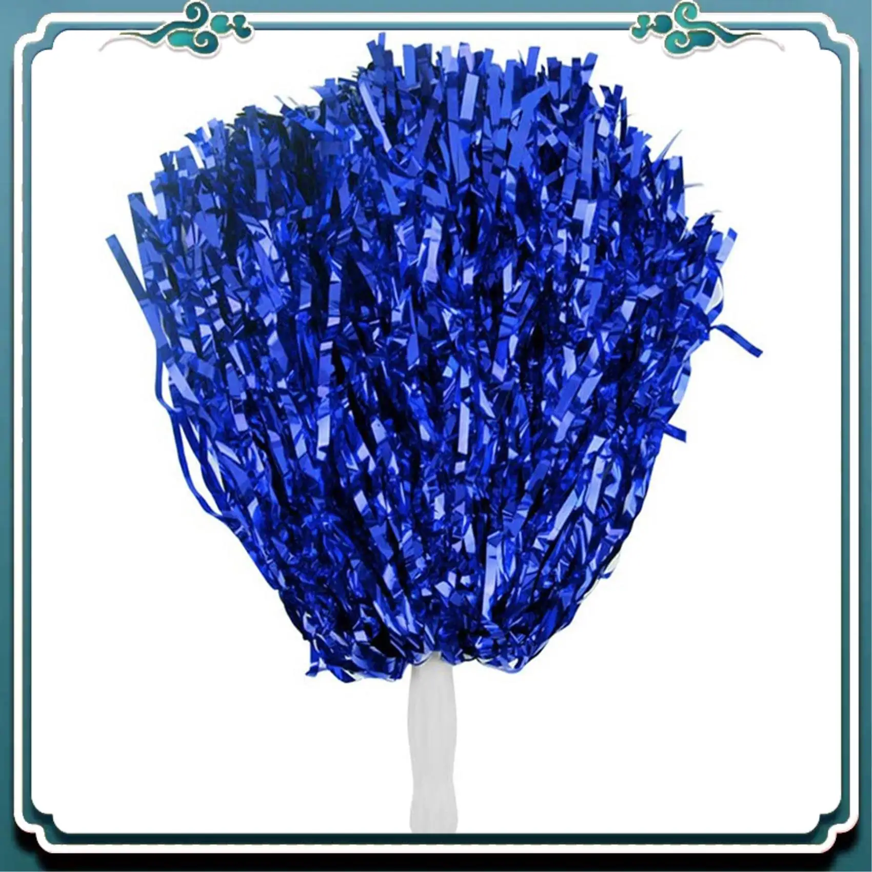 

Reliable 48X Cheerleading Pom Poms Metallic Foil Cheer Pom Poms With Plastic Handle For Adults Kids Cheerleaders Party Red & Blu