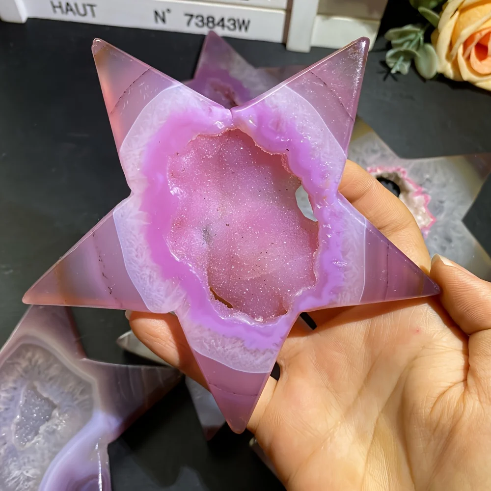 1pc Stunning  Amethyst Agate Star, Perfect for Home Decor, Desktop Decoration, And The Best Gift for Holidays.DIY Jewelry