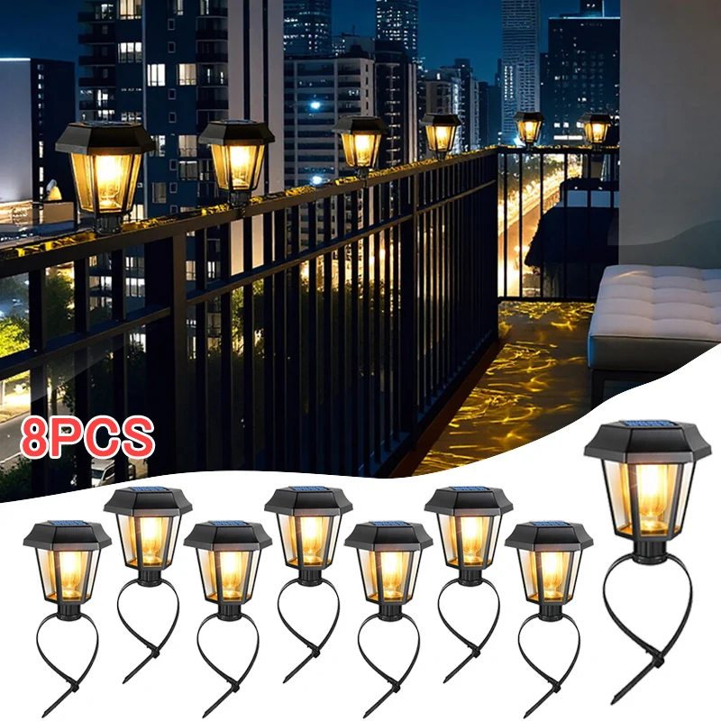 

8PCS Chain Link Fence Lights Solar Landscape Lights Trampoline Lights Pool Light Solar Lanterns Outdoor Waterproof for Garden