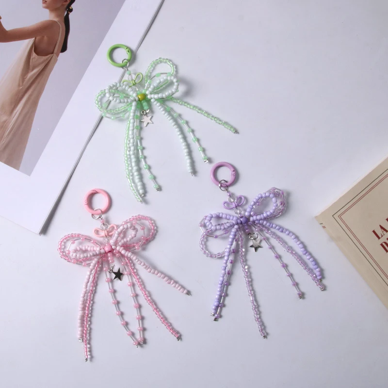 1PC Fashion Versatile Bead Chain Chain Hanging Rope Big Bow Girl Bag Pendant Universal Phone Chain