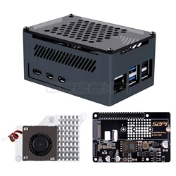 GeeekPi M.2 NVME M-key & PoE+ Hat & Active Cooler Case Kit For Raspberry Pi 5 Support SSD: 2230/2242/2260/2280