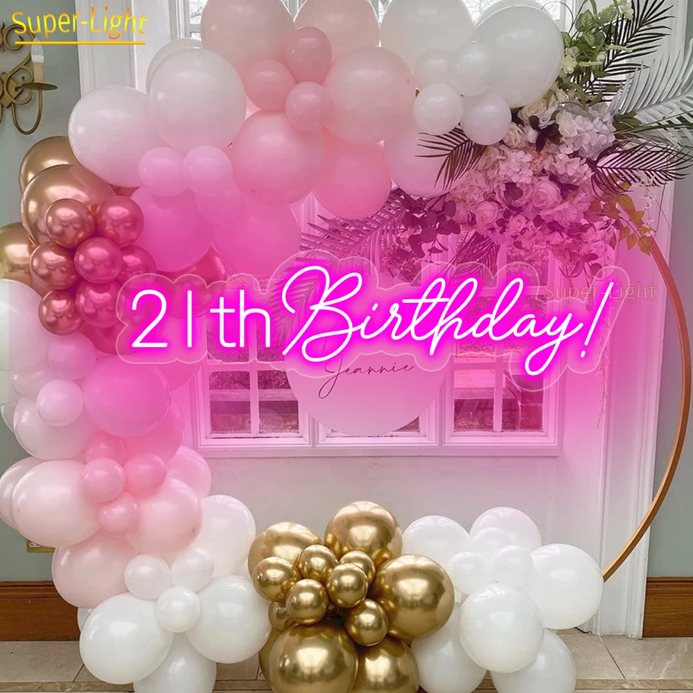 Large 21th Happy Birthday Led Light Sign 75x20cm Custom Neon Sign Personalized Gift Party Birthday Neon Sign Wall Decor