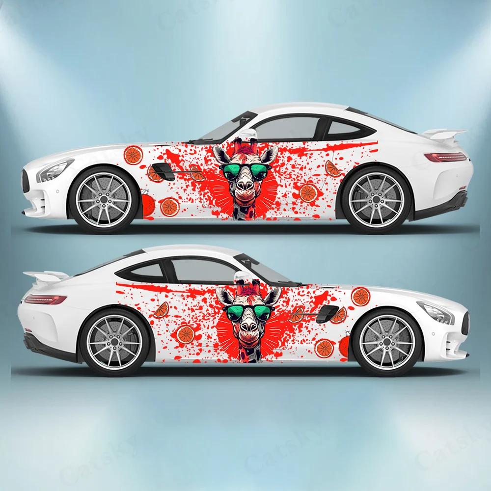 

Sunglasses Giraffe Splash Car Vinyl Wrap Decal Self-adhesive Anti Scratch Sticker Suitable for Trucks SUV Decor Auto Accessories