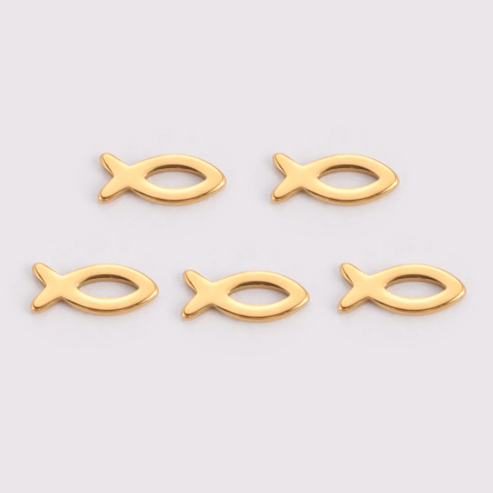 EUEAVAN 10pcs Tiny Charms for Bracelets Stainless Steel Jesus Fish Charm Small Pendant Religious Necklace Jewelry Making