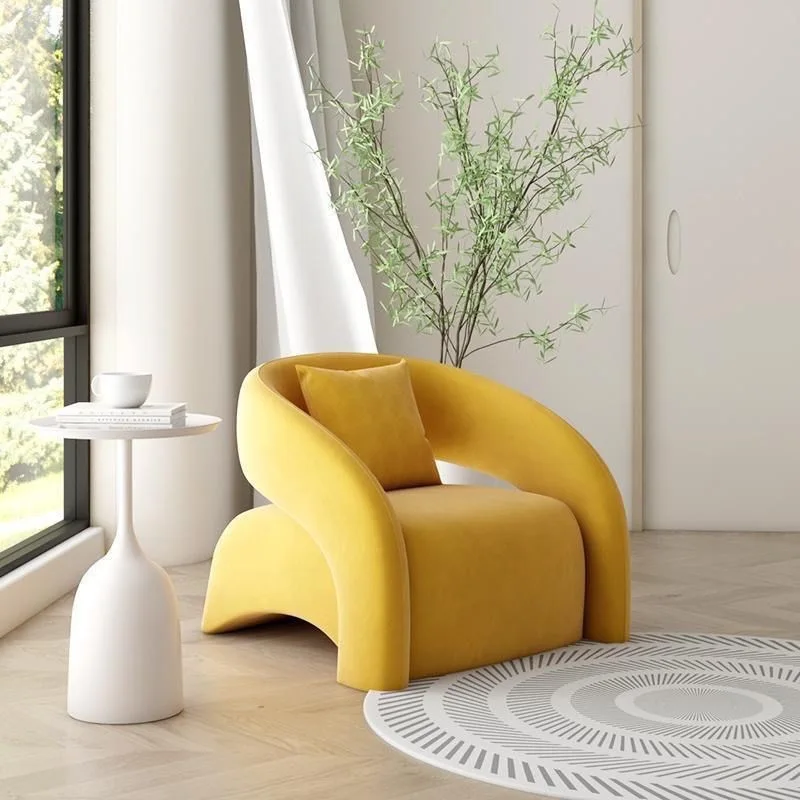 Poltrona Minimalista di Lusso, Divano Singolo per Soggiorno, Sedie Relax con Set Divano Curvo per Balcone, Arredamento per Soggiorno