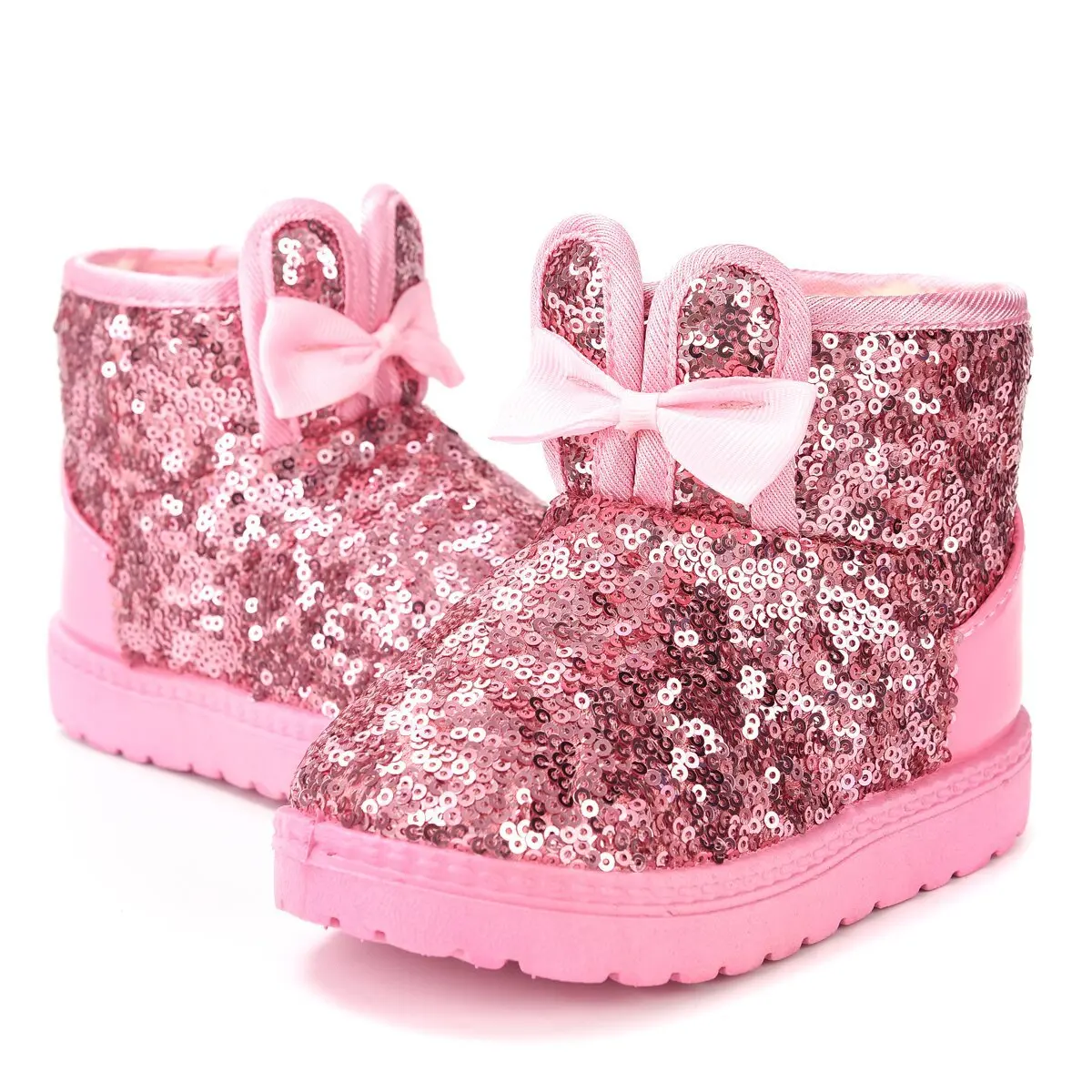 Baby Winter Sequin Snow Boots Boys Girls Anti-Slip Soft Sole Cute Cotton Boots Kids High-Top Warm Casual Boots Children Outdoors