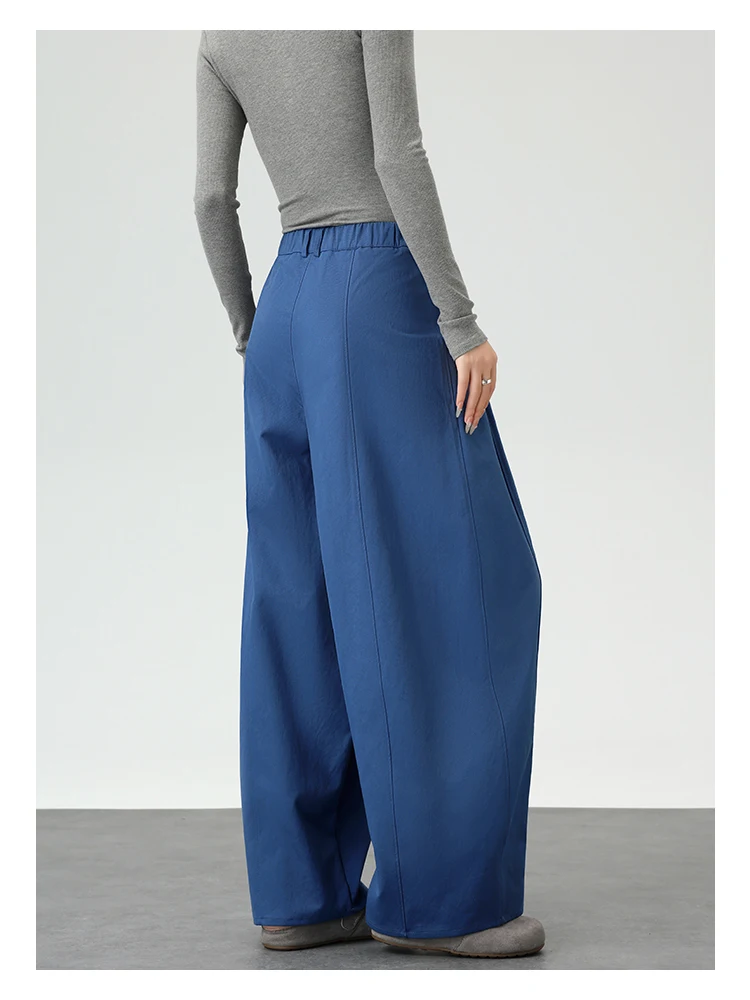 Harajuku Einfarbige Damen-Weitbein-Hose mit Hoher Taille, Übergroße Drapierte Jogginghose mit Elastischem Bund und Taschen für Herbst und Winter – Detail 7