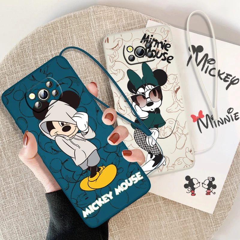 

Minnie Mouse Mickey For Xiaomi POCO X5 M5 C40 M4 X4 F4 C40 X3 NFC F3 GT M4 M3 M2 Pro C3 X2 4G 5G Liquid Rope Phone Case Fundas