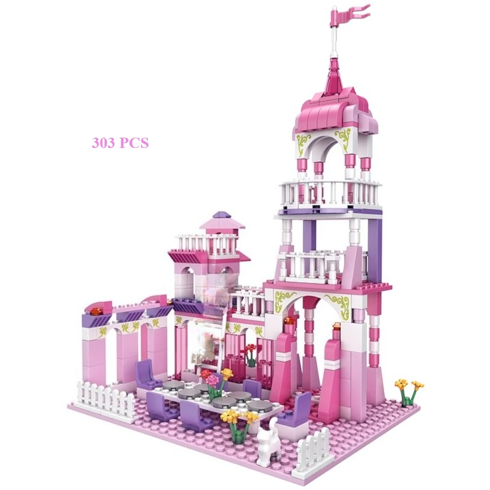 MOC ロマンチックなおとぎ話の夢のようなプリンセス城ビルディングブロックセットピンクハウス宮殿 DIY おもちゃ子供の誕生日特別なギフト