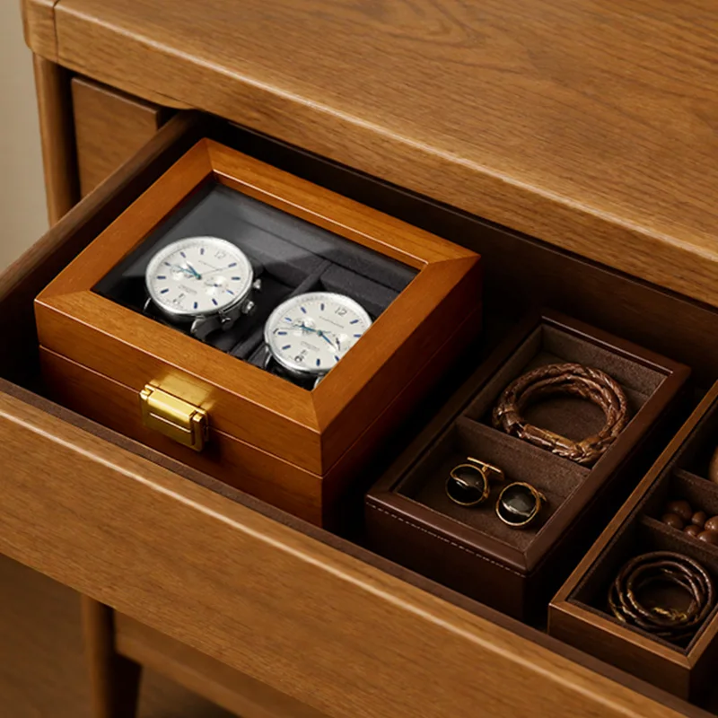Oirlv New Watch Box Wood Wristwatch Case Home Watch Display Box Portable Dustproof Transparent Cover Men Women Gift Watch Box
