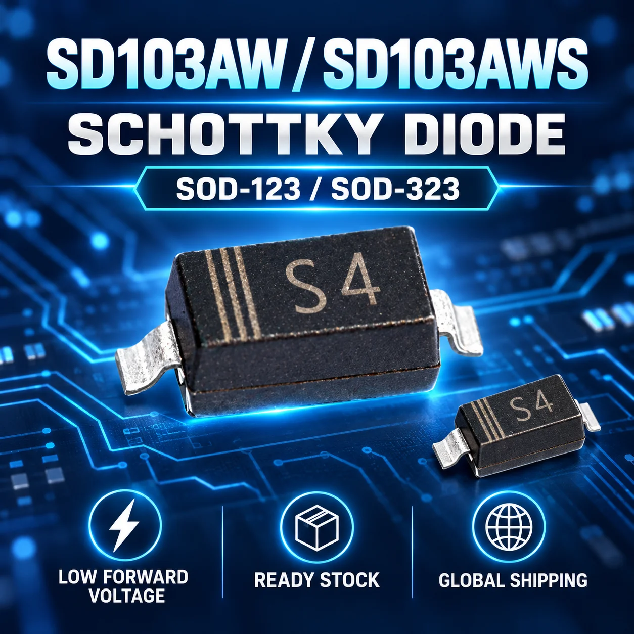 Original Genuine SD103AW S4 350mA SOD-123 SD103AWS S4 350mA SOD-323 SD103AWT S4 350mA SOD-523 Schottky Diodes