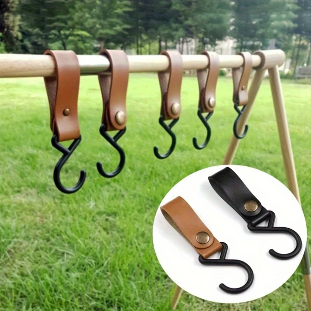 5 Pu Portable Outdoor Camping S-Shaped Hooks, Suitable for Household Triangular Storage Rack Hooks