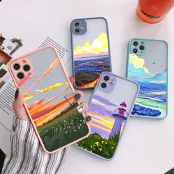 Landscape Illustration Oil Painting Phone Case For iphone 16 14 11 12 13 pro max 12 13 Mini 15 Plus X XR XS 7 8 Plus Back Cover