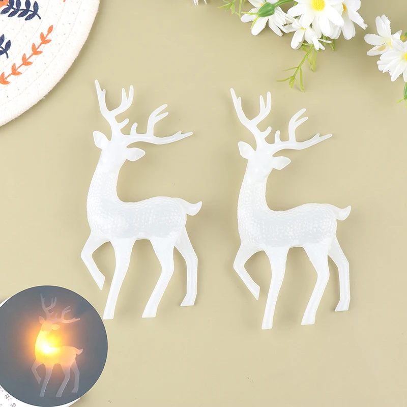 Luminous Christmas Tree Hanging Pendants Small Xmas Deer Oranments Xmas Elk Merry Christmas Decor Happy New Year 2024 White Deer