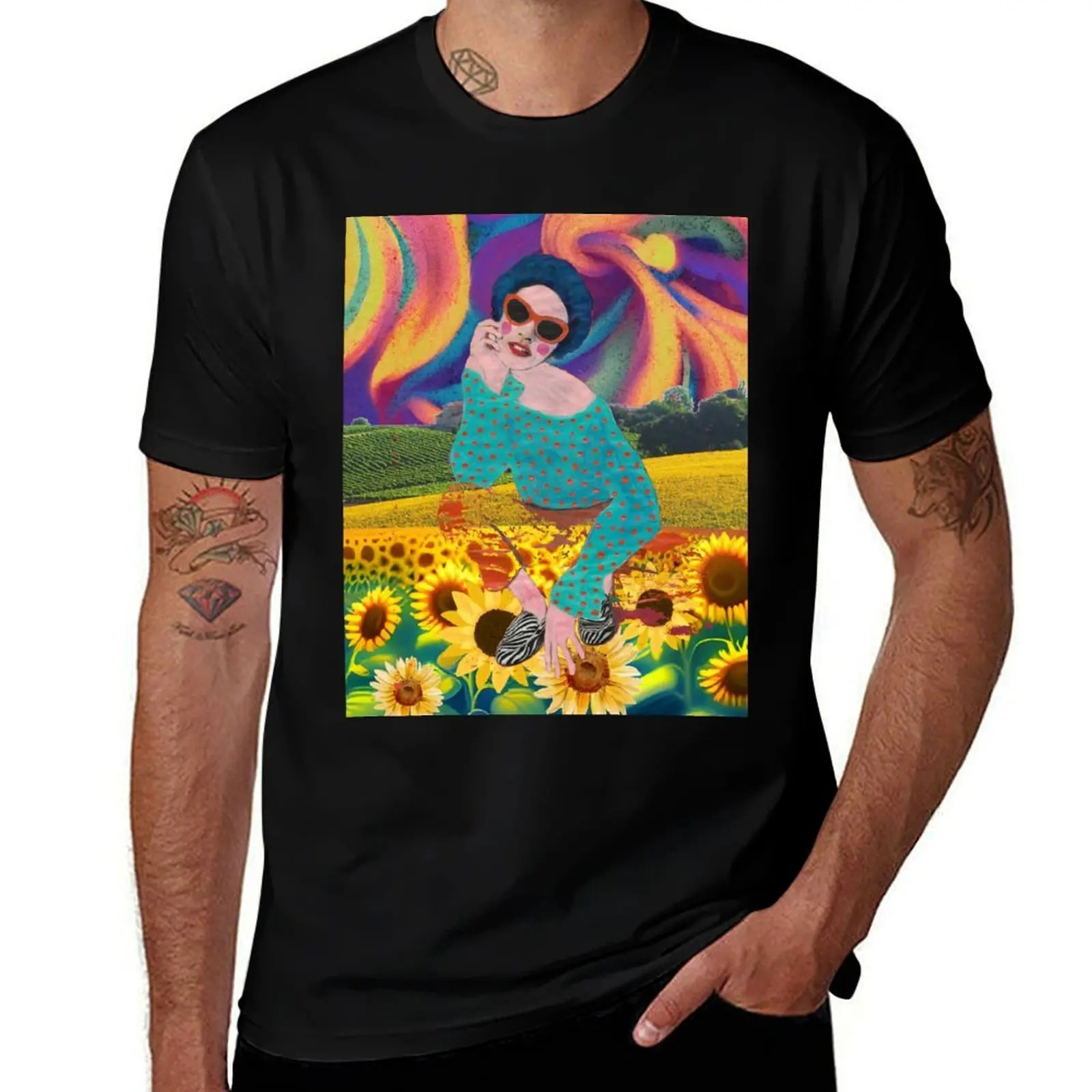 

Lady in sunflowers T-Shirt anime stuff Anime t-shirt funny shirt cotton oversized t shirts for men