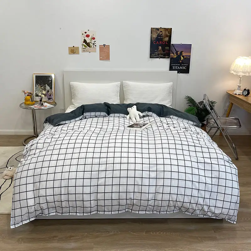 

J 1pc Duvet Cover Black and White Color Plaid Comforter Cover funda nordica cama 135 Double Size Duvet Cover King Size