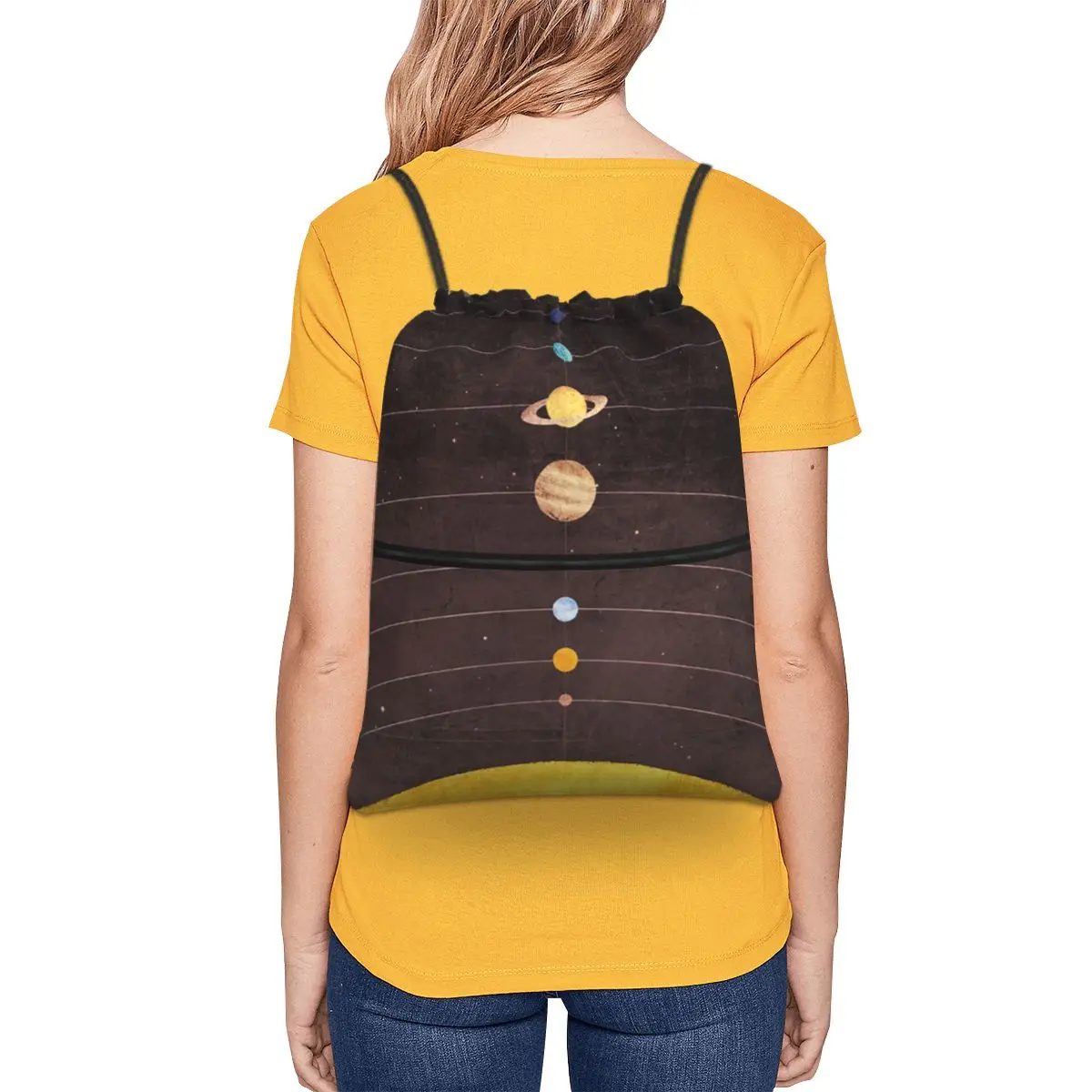 Solar System Backpacks Multi-function Drawstring Bags Sports Bag Book Bags for Man Woman School
