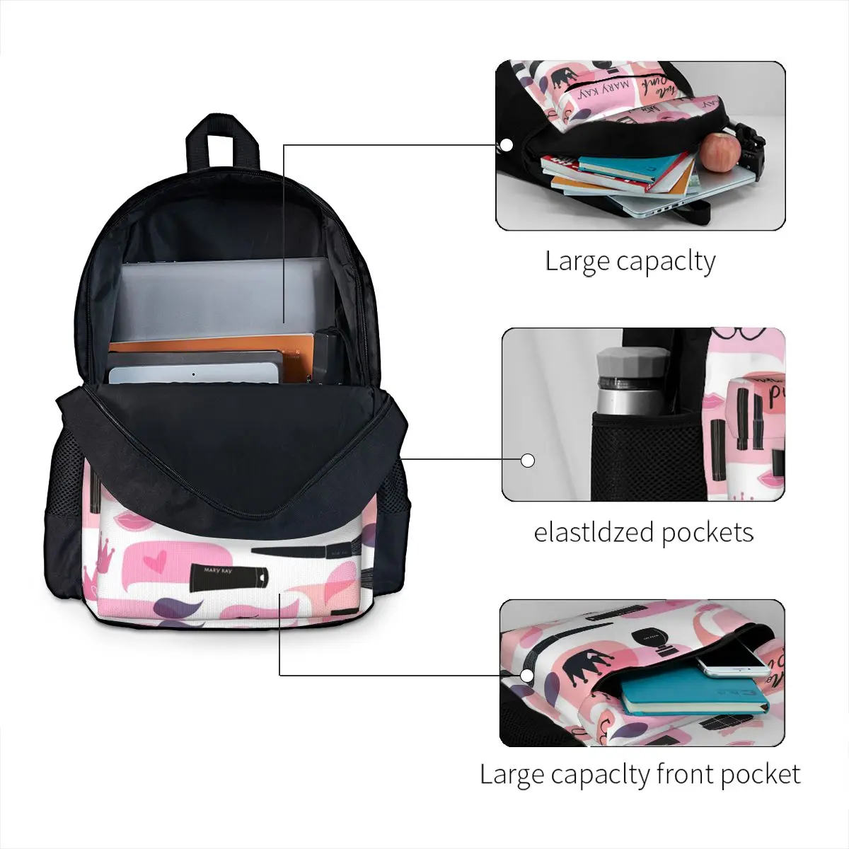 Mochila escolar para estudantes da Mary Kay Cosmetics, mochila de viagem para caminhadas, mochila de moda para meninos e meninas, bolsas de ombro