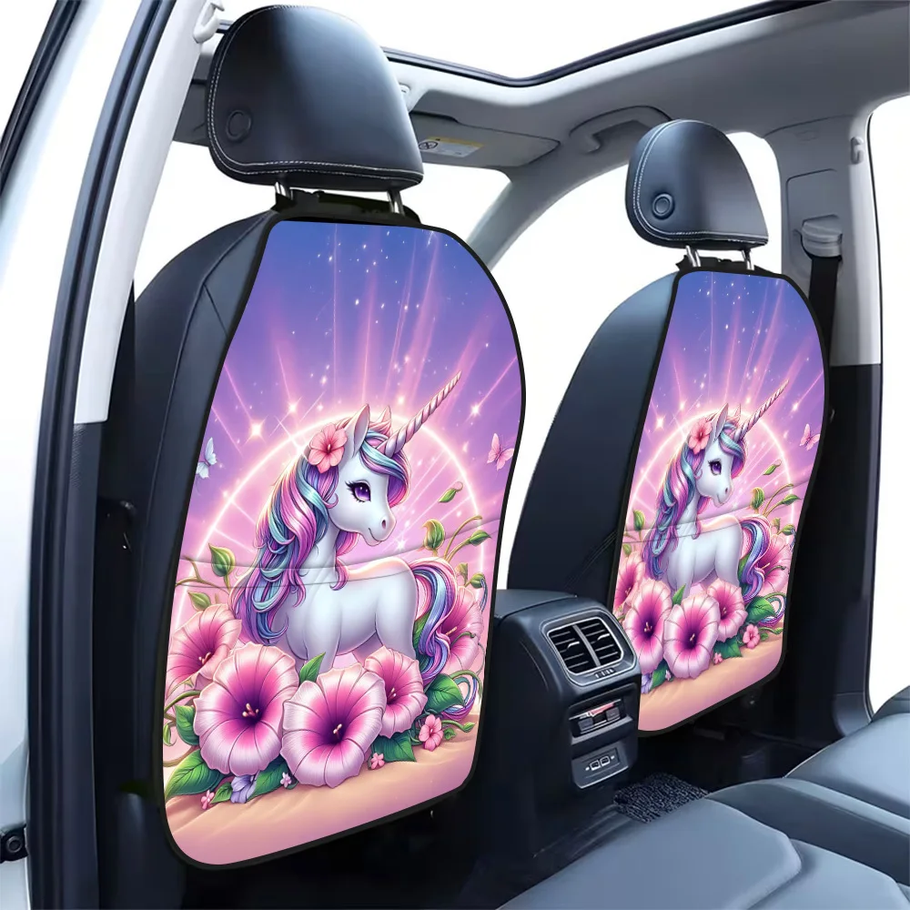 2pcs Set, Dreamy And Beautiful Colorful Unicorn Elf Flower Starlight Print Exquisite Car Seat Backrest Cover, Multi-Functional L