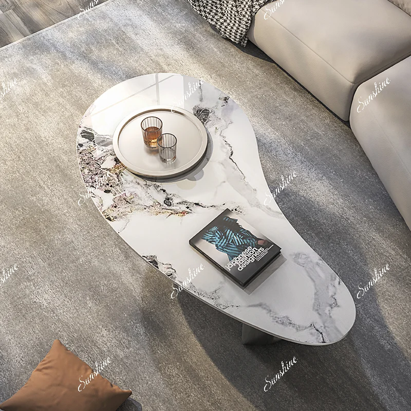 

Italian minimalist living room household small apartment, special-shaped coffee table