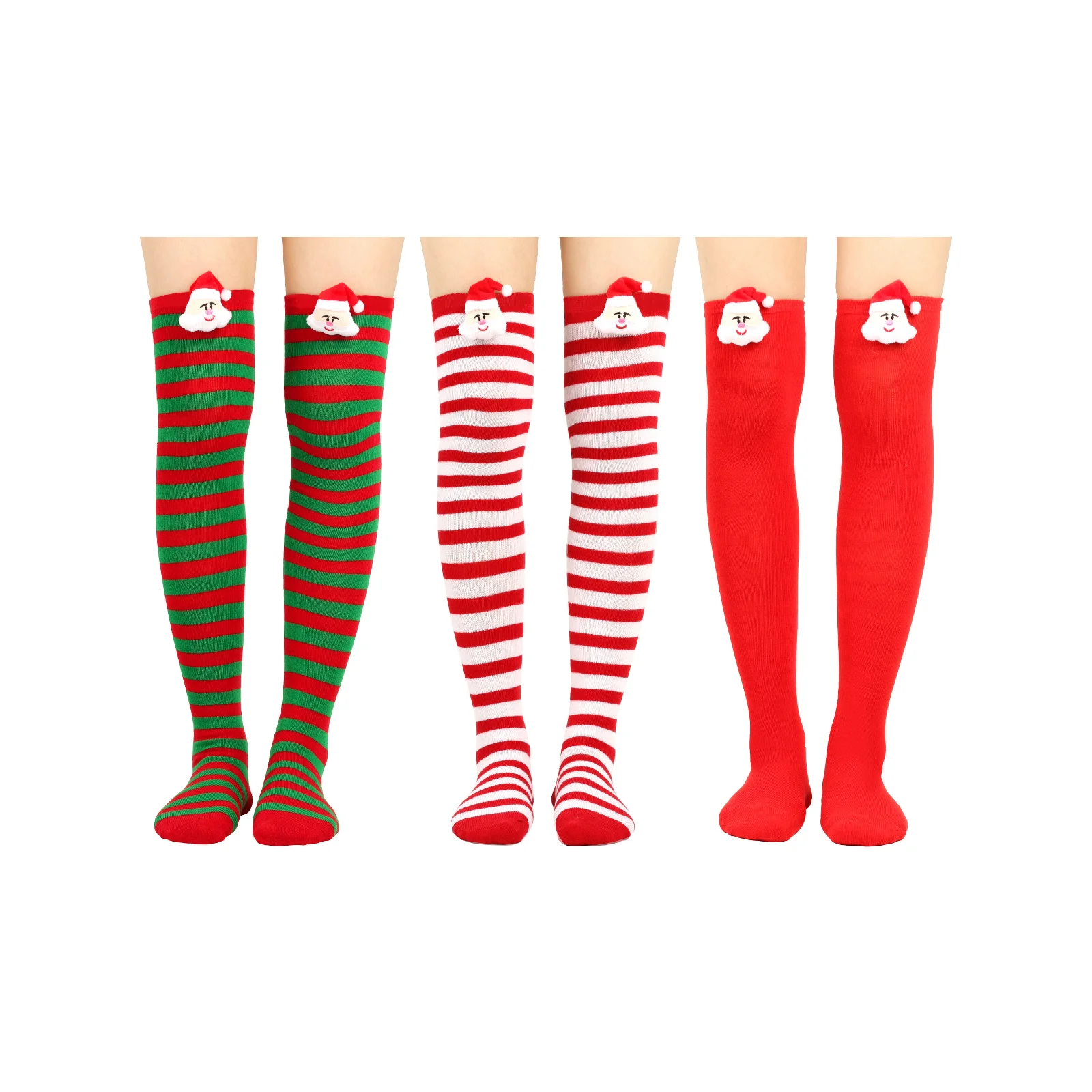 

Набор полосатых носков Санта (по 1 паре с красными и зелеными полосками + с красно-белыми полосками + с красными полосками)