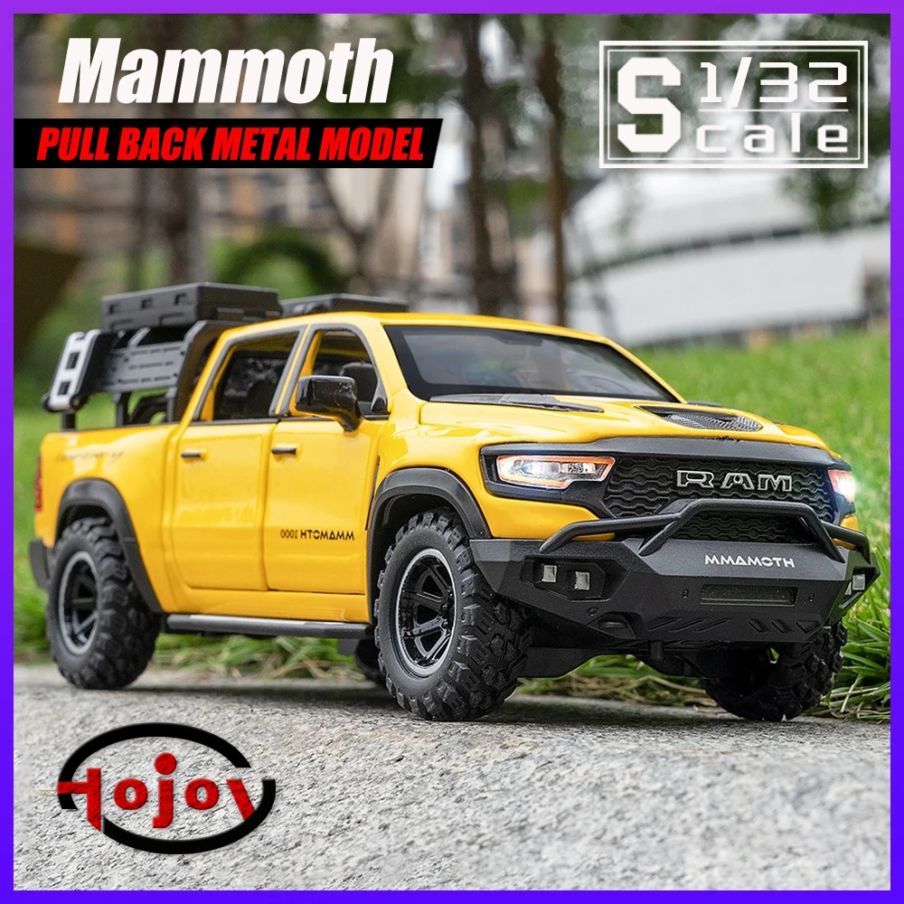 

Scale 1/32 RAM TRX Mammoth Pickup Car Model Diecast Alloy Metal Cars Toys Trucks for Boys Children Kids Toy Vehicles Sound Light