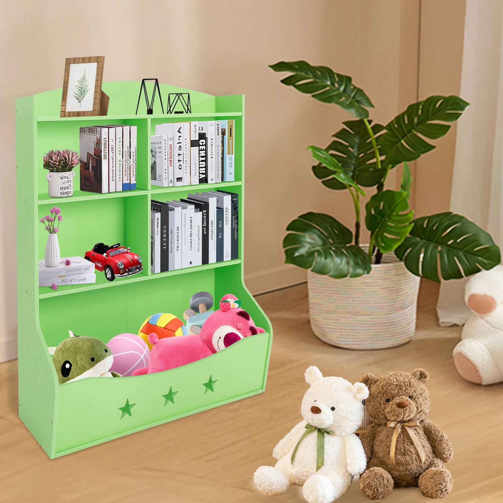 Kids' Storage Organizer 50kg Load Bearing Capacity Book and Toy Storage Cabinet Simple Assembly Home Organization Toy Bookcase for Children's Rooms/Corridors/Nurseries/Playrooms/Bedrooms