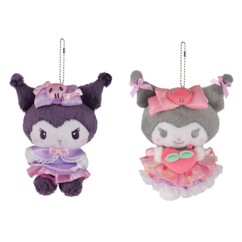 Kuromi Sanrio Kawaii Plush Toy Cute Bow Dress Hug Series Plush Doll Backpack Pendant Anime Girl Holiday Birthday Gift