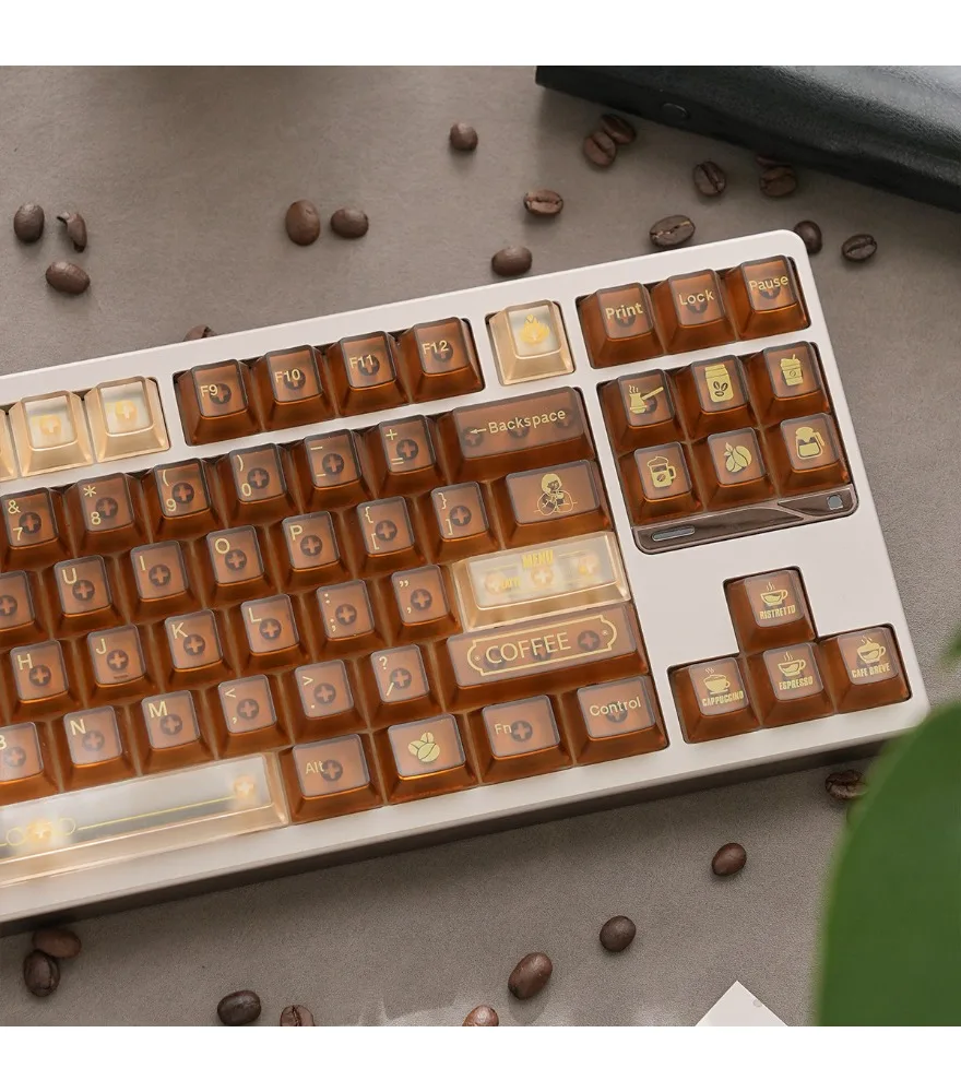 

Café Frost Transparent Keycap Full Set PC Character Spray Layer Original Height Wooting Magnetic Switch Keyboard
