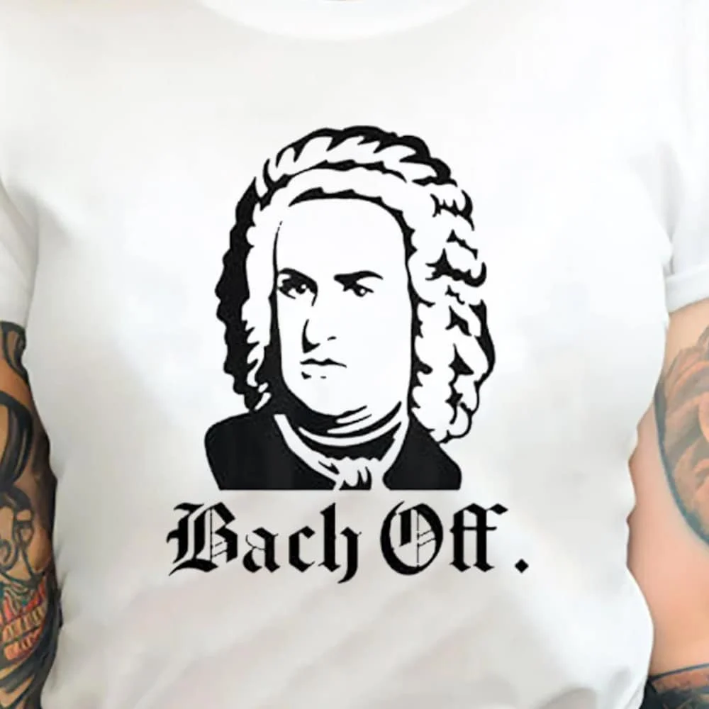 Bach Off T Shirt Softstyle Classical Music Humour Johann Sebastian German Baroque Logo