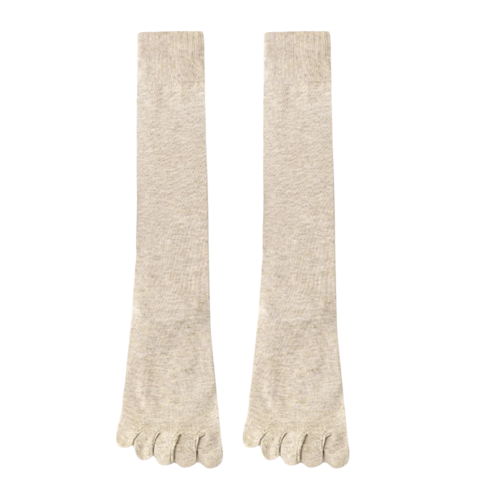 

New Spring Autumn Five-Toe Socks High Tube Cotton Calf Socks Solid Color High Quality Five Finger Socks Ladies Stocking