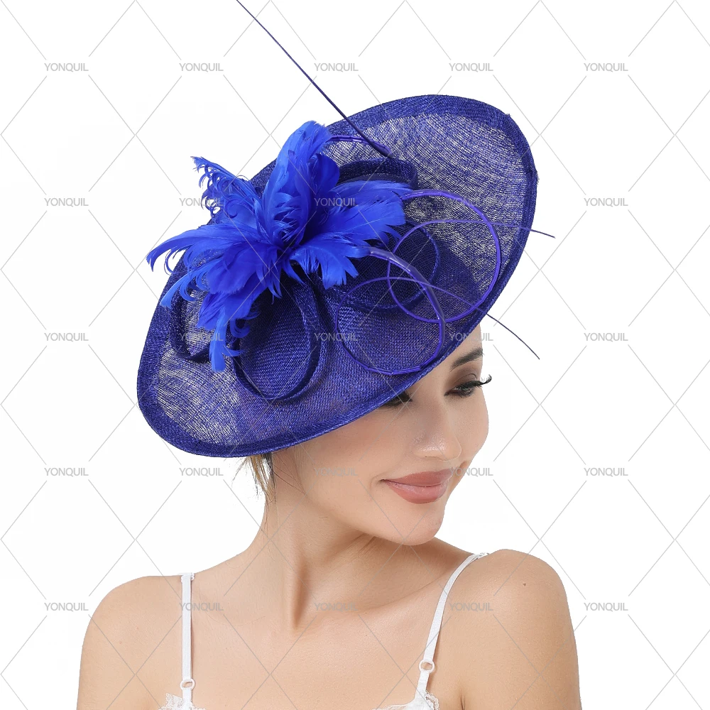 High Quality Sinamay Feather Flower Fascinator Hat for Women Cute Bridal Girls Headwear Hair Bands Hair Accessories