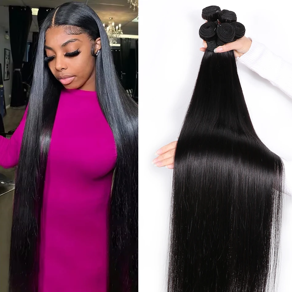 

10-40 дюймов, прямые человеческие волосы, пучок бразильских волос, наращивание волос, 3/4 шт., необработанные наращивание волос для женщин