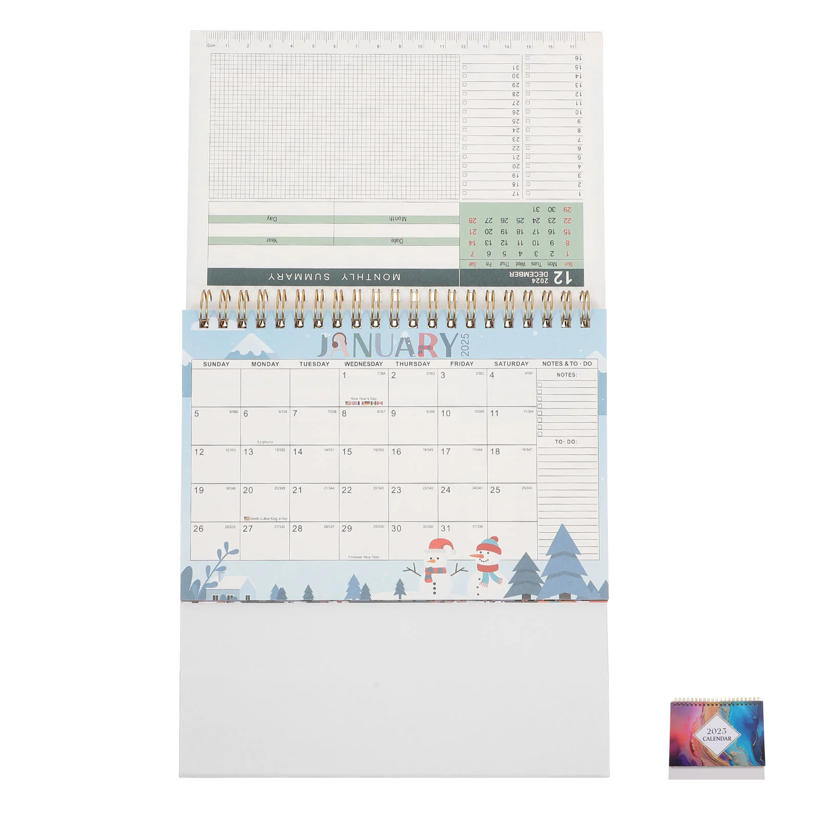 2025 Calendar Aesthetic Year Desk Office Advent Paper Flip for Teacher Turn Page